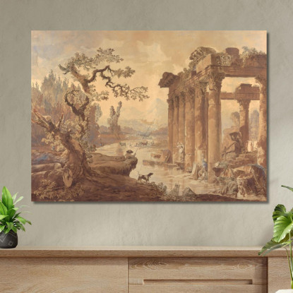 Paesaggio Con Rovine Hubert Robert hrb58 quadro stampato su tela