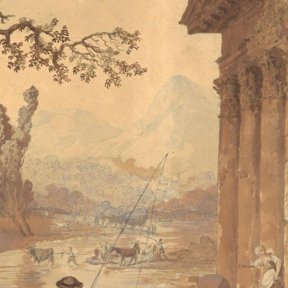 Paesaggio Con Rovine Hubert Robert hrb58 quadro stampato su tela