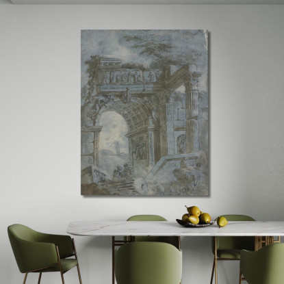 Arco Di Trionfo Romano Hubert Robert hrb82 quadro stampato su tela