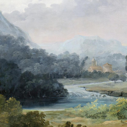 Lavandaia In Un Paesaggio Hubert Robert hrb128 quadro stampato su tela