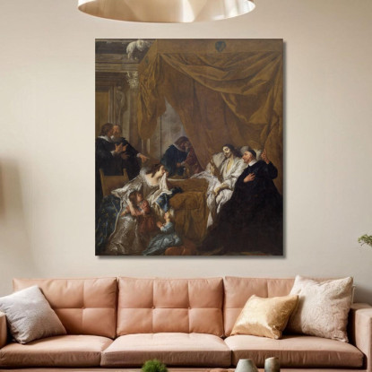 San Vincenzo De' Paoli Al Letto Di Morte Di Luigi Xiii Jean-François de Troy jft27 quadro stampato su tela