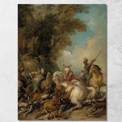 La Caccia Al Leone Jean-François de Troy jft35 quadro stampato su tela