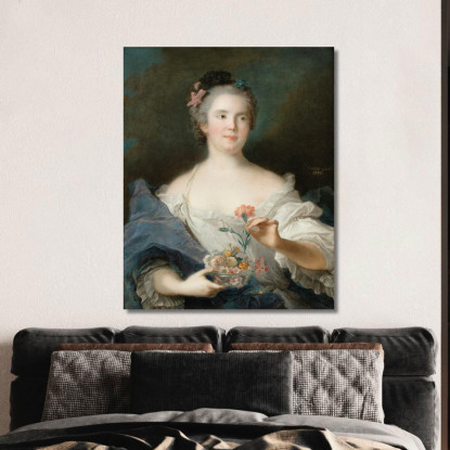 Ritratto Di Una Dama Che Tiene In Mano Un Garofano Si Dice Che Sia La Duchessa Di Châteauroux Jean-Marc Nattier jmn17 quadro st