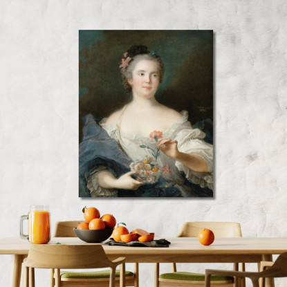 Ritratto Di Una Dama Che Tiene In Mano Un Garofano Si Dice Che Sia La Duchessa Di Châteauroux Jean-Marc Nattier jmn17 quadro st