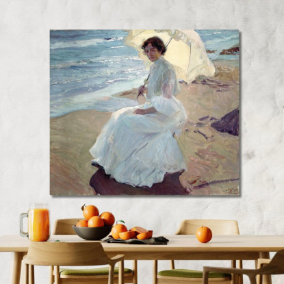 Clotilde Sulla Spiaggia Joaquín Sorolla jsr23 quadro stampato su tela