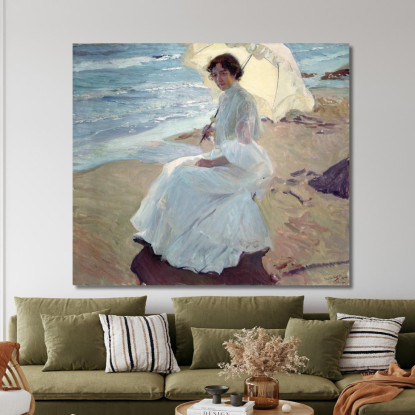 Clotilde Sulla Spiaggia Joaquín Sorolla jsr23 quadro stampato su tela