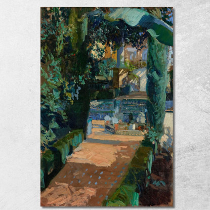 Corte Delle Danze Alcázar Siviglia Joaquín Sorolla jsr26 quadro stampato su tela
