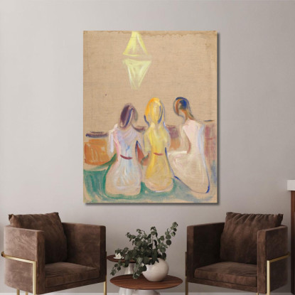 Tre Giovani Donne Sedute Edvard Munch em364 quadro stampato su tela