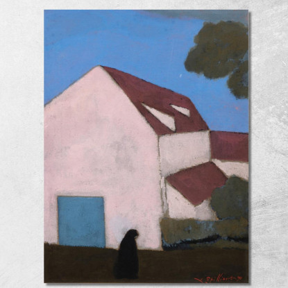 Facciata Di Fattoria Rosa Silhouette Di Donna Léon Spilliaert lsp44 quadro stampato su tela