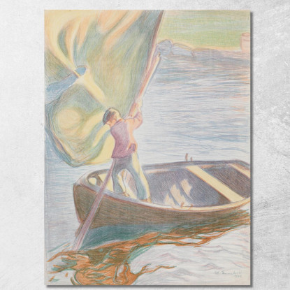 Ragazzo E Vela 2 Magnus Enckell mek8 quadro stampato su tela