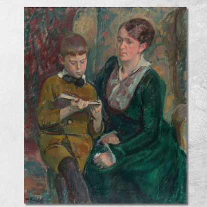 La Signora Esther Cederhvarf Con Suo Figlio Magnus Enckell mek44 quadro stampato su tela