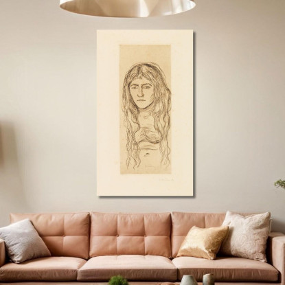 Donna Con Capelli Lunghi Edvard Munch em391 quadro stampato su tela