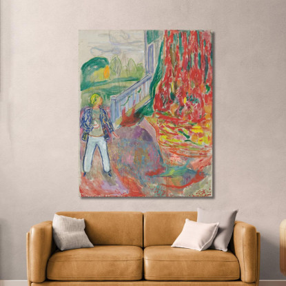 Donna Dal Passo Della Veranda Edvard Munch em399 quadro stampato su tela
