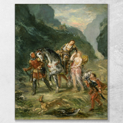 Angelica E Medoro Ferito Eugène Delacroix edx9 quadro stampato su tela