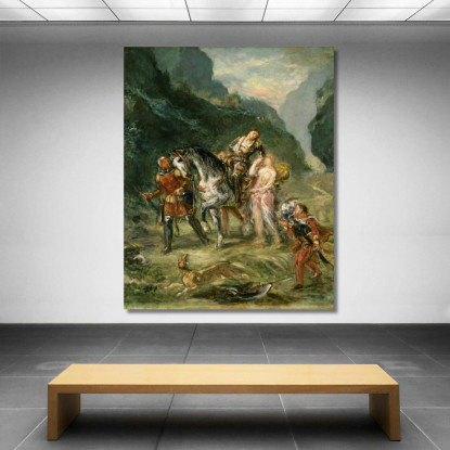 Angelica E Medoro Ferito Eugène Delacroix edx9 quadro stampato su tela