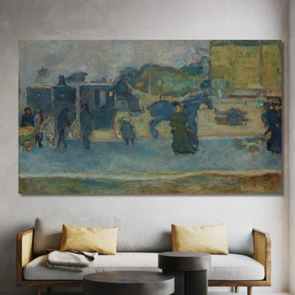 Les Deux Fiacres Boulevard Des Batignolles Pierre Bonnard pbn38 quadro stampato su tela