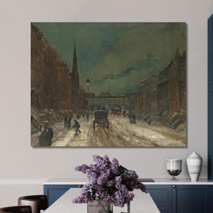 Scena Di Strada Con Neve 57A Strada New York. Robert Henri rhn63 quadro stampato su tela