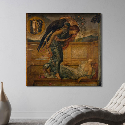 Cupido Trova Psiche Addormentata Vicino A Una Fontana Sir Edward Coley Burne-Jones ecb10 quadro stampato su tela