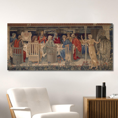 I Cavalieri Della Tavola Rotonda Convocati Alla Ricerca Dalla Strana Donzella Sir Edward Coley Burne-Jones ecb35 quadro stampat