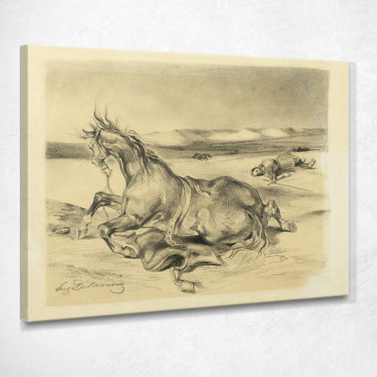 Cavallo Caduto E Cavaliere Morto Eugène Delacroix edx36 quadro stampato su tela