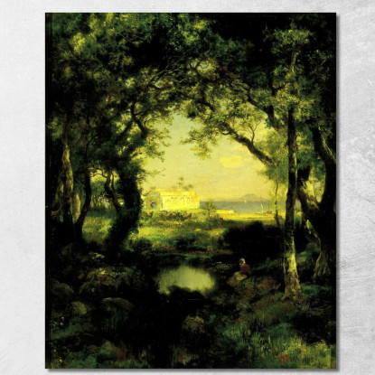 Una Hacienda Messicana Sul Lago Cuitzeo Thomas Moran tmr2 quadro stampato su tela