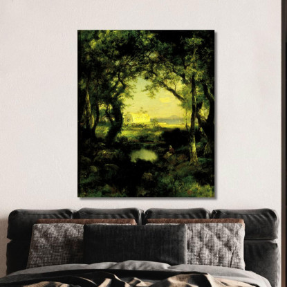 Una Hacienda Messicana Sul Lago Cuitzeo Thomas Moran tmr2 quadro stampato su tela