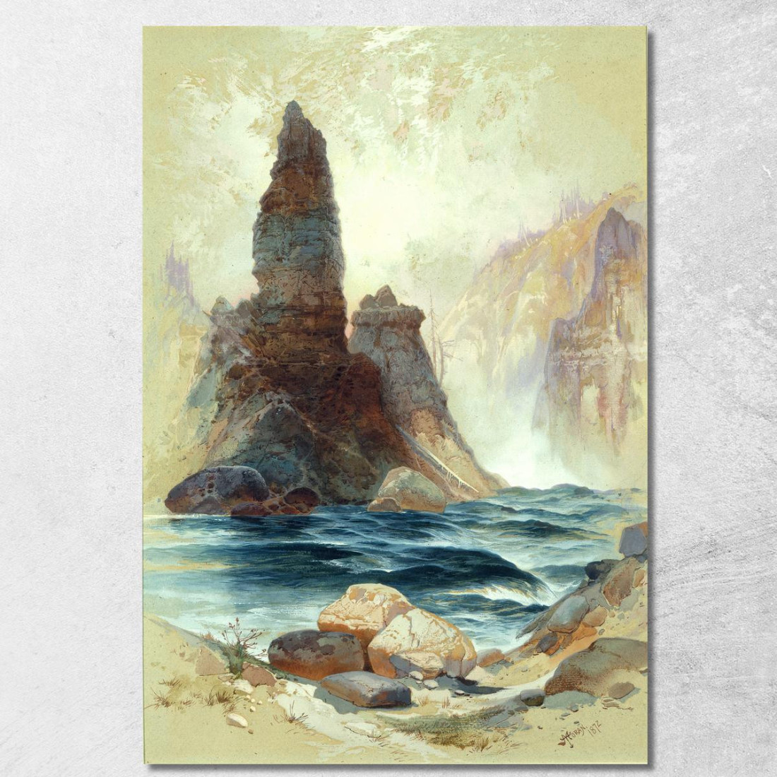 Sopra Tower Falls Yellowstone Thomas Moran tmr7 quadro stampato su tela