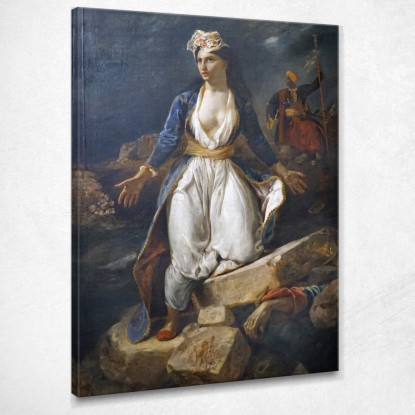 La Grecia Sulle Rovine Di Missolonghi Eugène Delacroix edx44 quadro stampato su tela