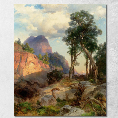 Leone Di Montagna Nella Tana Del Leone Di Montagna Del Grand Canyon Thomas Moran tmr44 quadro stampato su tela