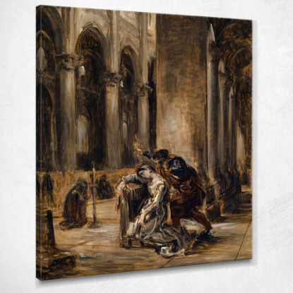Gretchen Nella Chiesa Goethe Faust Parte I Scena Nella Cattedrale Eugène Delacroix edx46 quadro stampato su tela