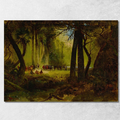 Accoglienza Di Dominique De Gourgues Da Parte Degli Indiani Thomas Moran tmr52 quadro stampato su tela
