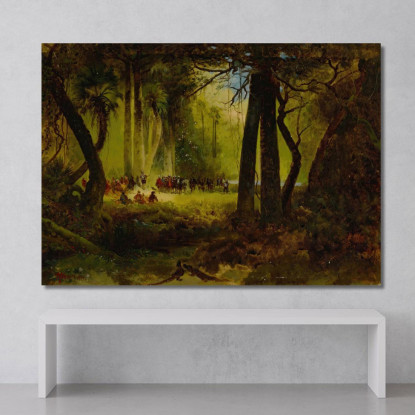 Accoglienza Di Dominique De Gourgues Da Parte Degli Indiani Thomas Moran tmr52 quadro stampato su tela