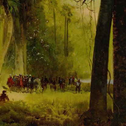 Accoglienza Di Dominique De Gourgues Da Parte Degli Indiani Thomas Moran tmr52 quadro stampato su tela