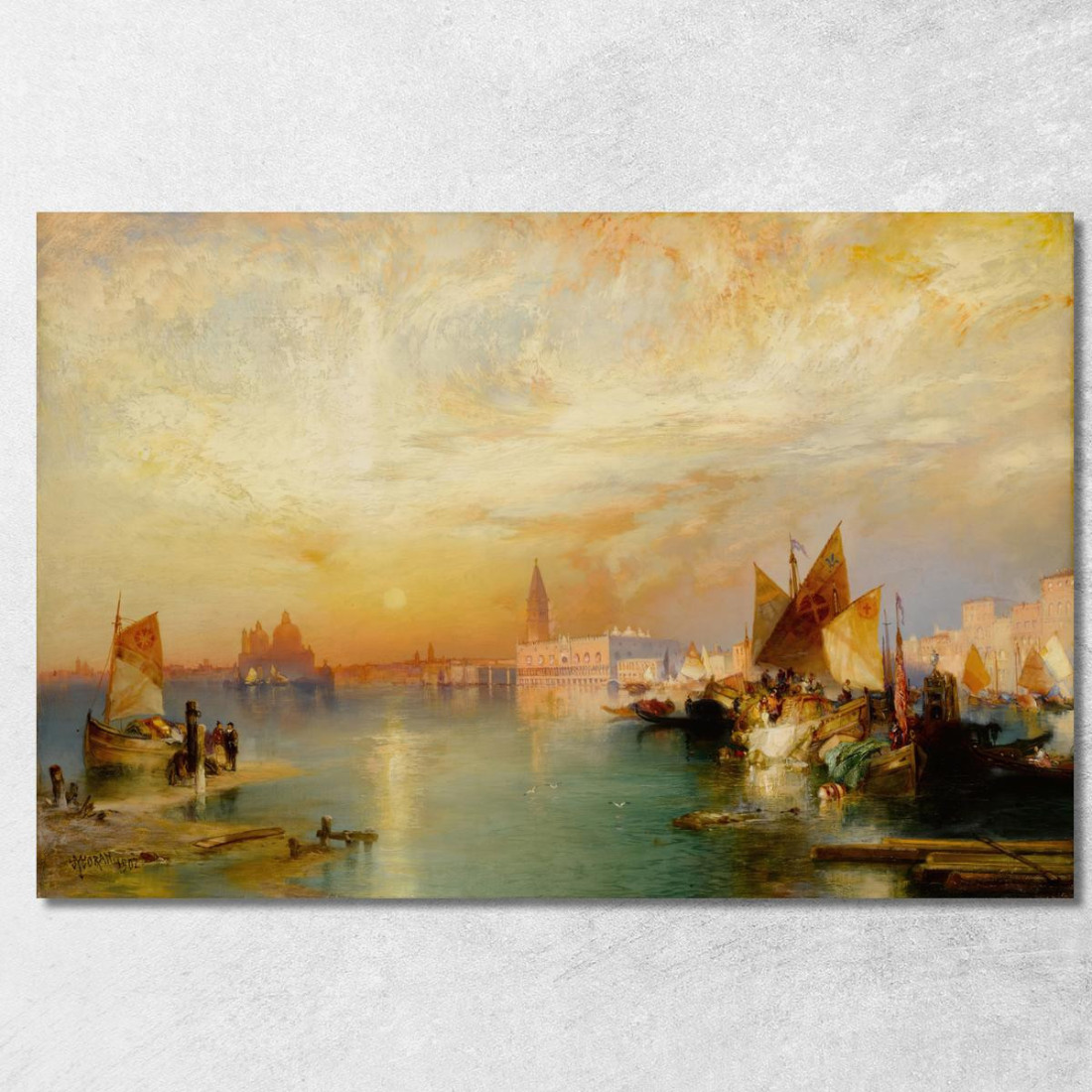 Tramonto Santa Maria E Il Palazzo Ducale Venezia Thomas Moran tmr56 quadro stampato su tela
