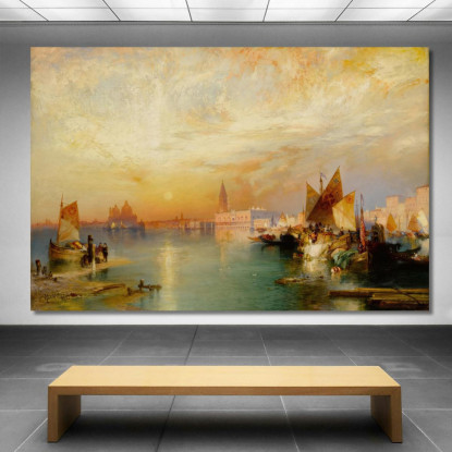 Tramonto Santa Maria E Il Palazzo Ducale Venezia Thomas Moran tmr56 quadro stampato su tela