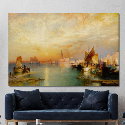 Tramonto Santa Maria E Il Palazzo Ducale Venezia Thomas Moran tmr56 quadro stampato su tela