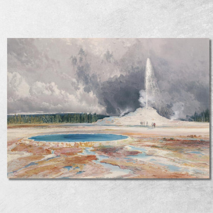 Il Castle Geyser Upper Geyser Basin Parco Nazionale Di Yellowstone Thomas Moran tmr57 quadro stampato su tela