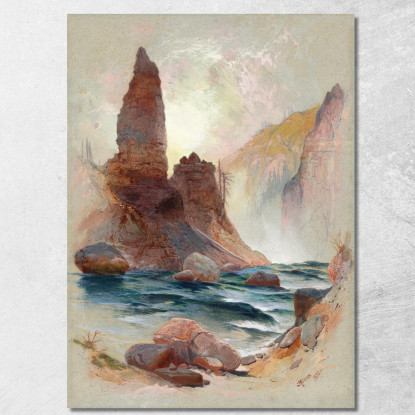 Torre A Tower Falls Yellowstone Thomas Moran tmr77 quadro stampato su tela