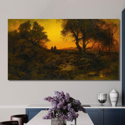 Volo Al Tramonto In Egitto Thomas Moran tmr79 quadro stampato su tela