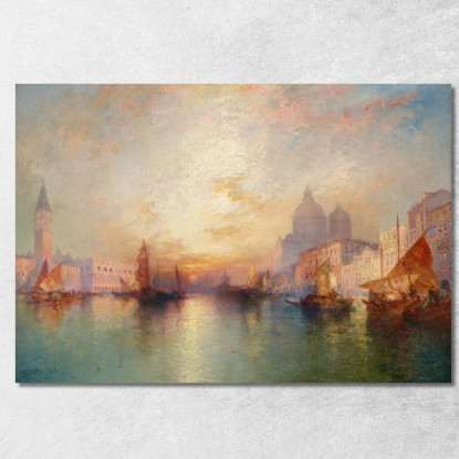 Canal Grande Di Venezia Al Tramonto Thomas Moran tmr96 quadro stampato su tela