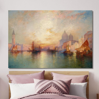 Canal Grande Di Venezia Al Tramonto Thomas Moran tmr96 quadro stampato su tela