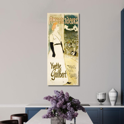 Yvette Guilbert Théophile Alexandre Steinlen tas58 quadro stampato su tela