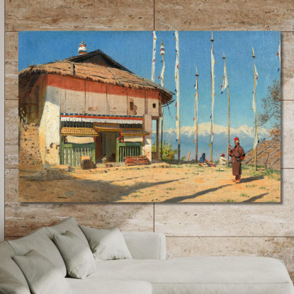 Tempio Buddista A Darjeeling. Sikkim. Vasily Vereshchagin vvr11 quadro stampato su tela