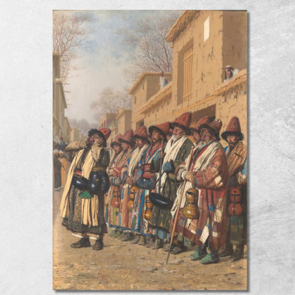 Coro Dei Dervisci Che Chiedono L'Elemosina. Tashkent Vasily Vereshchagin vvr16 quadro stampato su tela
