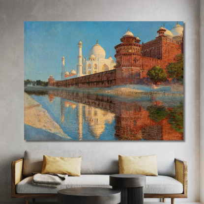 La Sera Del Taj Mahal Vasily Vereshchagin vvr65 quadro stampato su tela