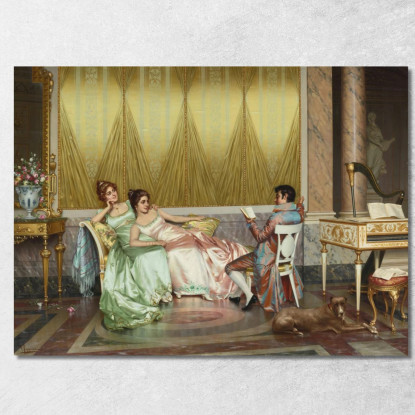 La Lettura Della Poesia Vittorio Reggianini vrg22 quadro stampato su tela