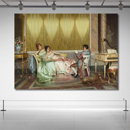 La Lettura Della Poesia Vittorio Reggianini vrg22 quadro stampato su tela