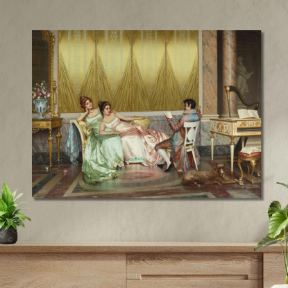 La Lettura Della Poesia Vittorio Reggianini vrg22 quadro stampato su tela