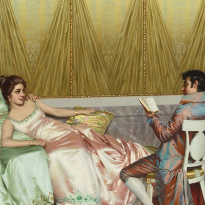 La Lettura Della Poesia Vittorio Reggianini vrg22 quadro stampato su tela