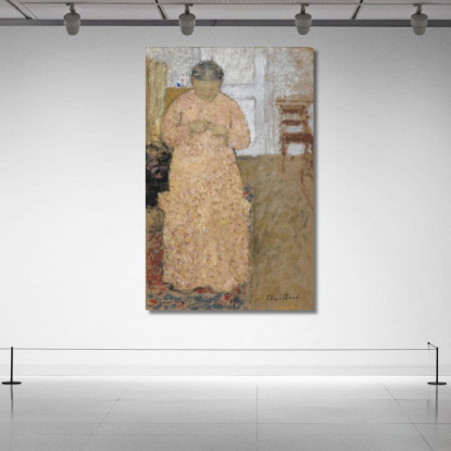 Donna Che Lavora A Maglia In Abito Rosa Édouard Vuillard evu42 quadro stampato su tela